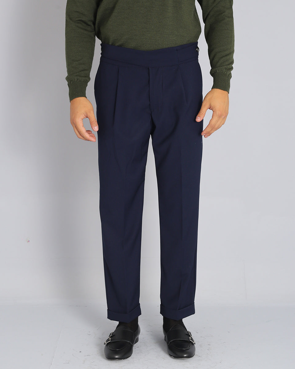 Diego - Pantalón sartorial a cintura alta con doble cinturón