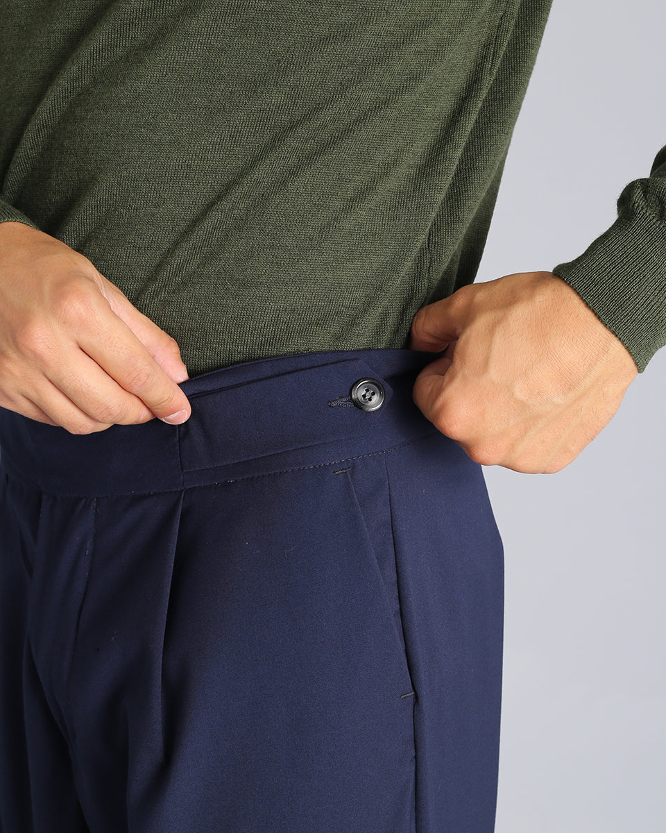 Diego - Pantalón sartorial a cintura alta con doble cinturón