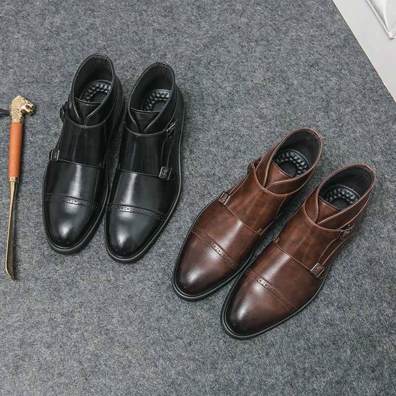 Davide | Botas doble monk de cuero con correas
