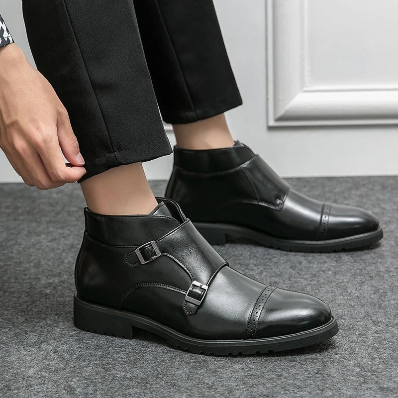 Davide | Botas doble monk de cuero con correas