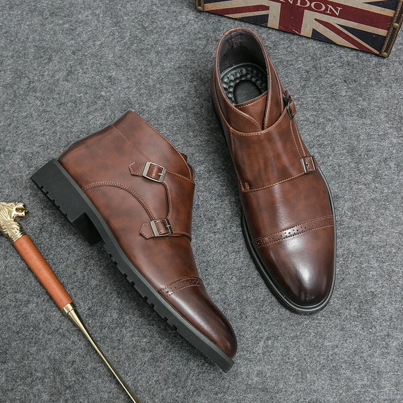 Davide | Botas doble monk de cuero con correas