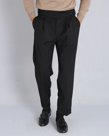 Diego - Pantalón sartorial a cintura alta con doble cinturón