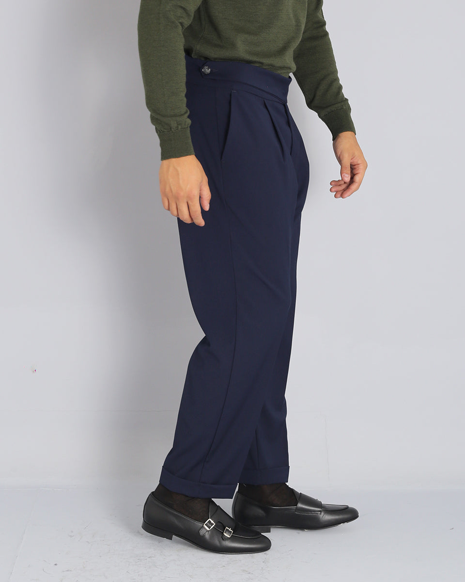Diego - Pantalón sartorial a cintura alta con doble cinturón