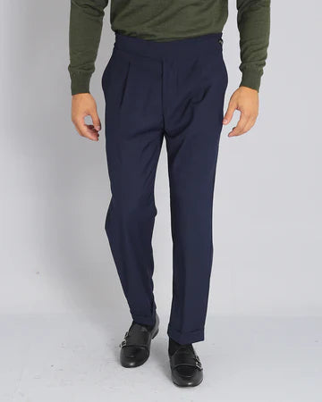 Diego - Pantalón sartorial a cintura alta con doble cinturón