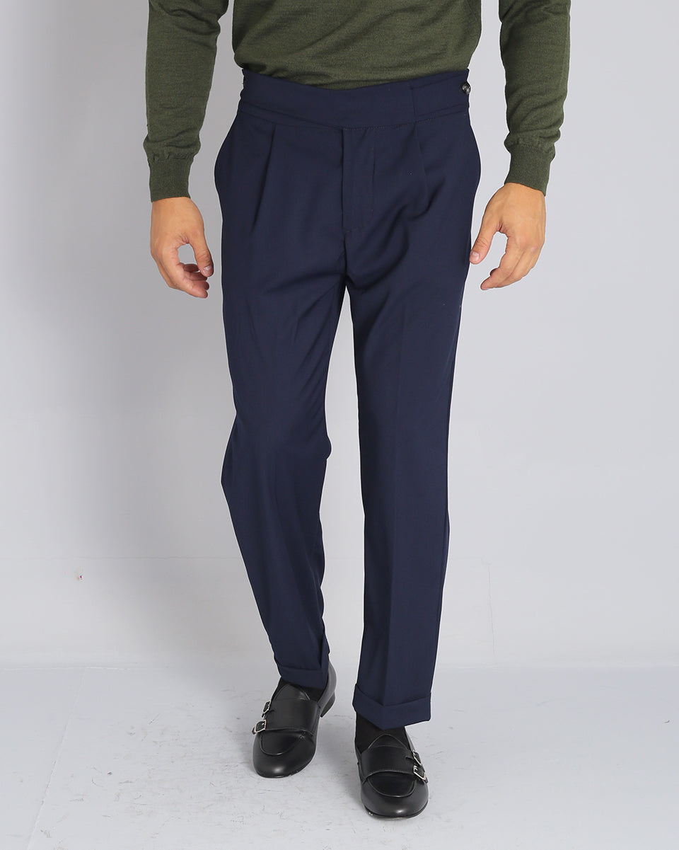 Diego - Pantalón sartorial a cintura alta con doble cinturón