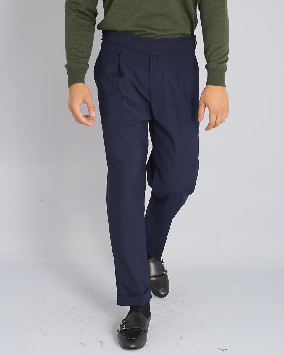 Diego - Pantalón sartorial a cintura alta con doble cinturón