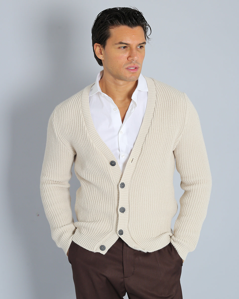 Alejandro - Cárdigan Slim Fit de Lino con Botones